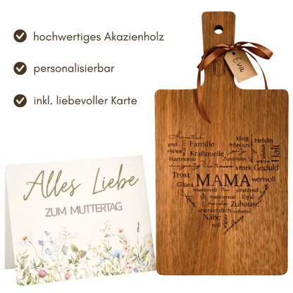 Personalisiertes Schneidebrett für Mama aus Akazienholz