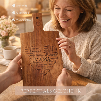 Personalisiertes Schneidebrett für Mama aus Akazienholz