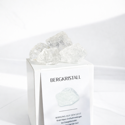 Bergkristall - echter Kristall im Schweberahmen (inkl. Karte) schwarz oder weiß Premium Kollektion