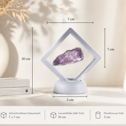 Amethyst - echter Kristall im Schweberahmen (inkl. Karte) schwarz oder weiß Premium Kollektion